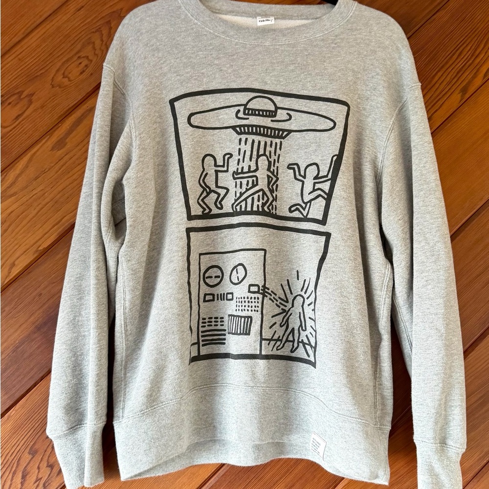 Uniqlo UT Keith Haring Sweatshirt Large Gray 1982 First Exhibition NYC